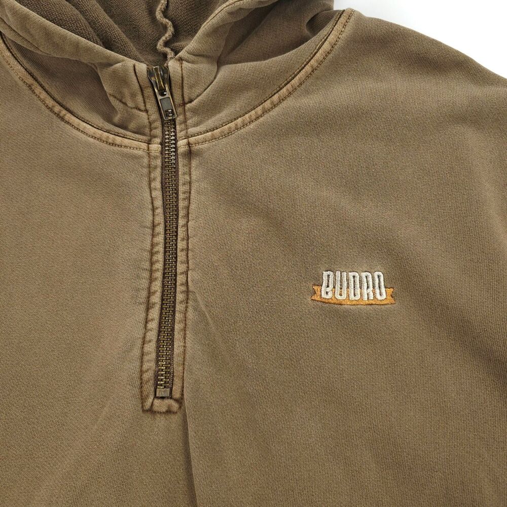 BUDRO Hickory Hero Half Zip Sleeveless Hoodie Minimal Grunge Streetwear 90s Y2k - Picture 5 of 11